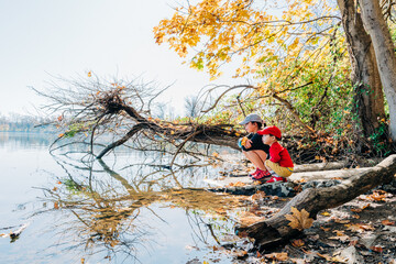 climbing on a tree