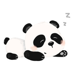 Cute little panda sleeping on a transparent background