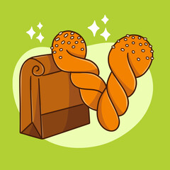 crunchy and unique twisted donut from south korea snack doodle illustration