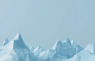 Tuinposter Bergen blue pastel mountain low poly style 3d rendering. 3d blue ice or winter mountain background. 3d illustration