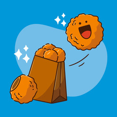 crispy croquette ready to take away food snack doodle illustration