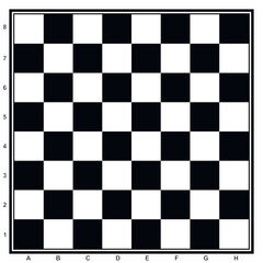Chess board game. Black and white square pattern. Checkered surface 
