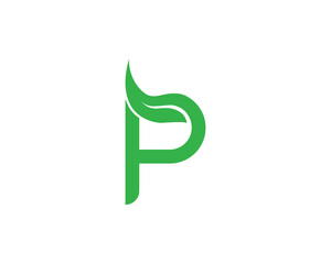 Initial Letter P Leaf Logo Concept sign icon symbol Design Element. Herbal, Natural Products, Cosmetics, Ecology, health Care, spa, yoga Logotype. Vector illustration template