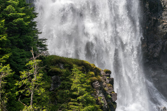 Espelandsfossen waterfall in Odda valley also known as the Valley of Waterfalls