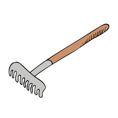Rake doodle illustration in vector. Rake colorful icon in vector.