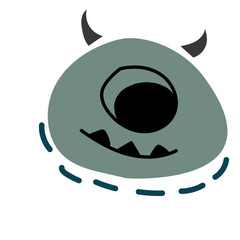 one eye monster face drawing vector illustration
