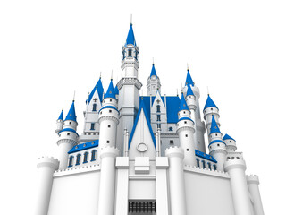 European castle with blue roof, 3D illustration © yosuke14
