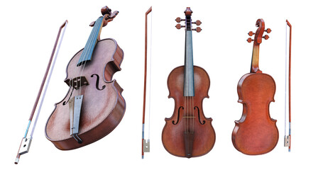 violin and bow on transparent background 4k © EA09 Studio