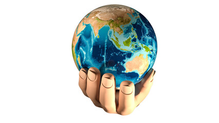 earth in hands on transparent background 4k