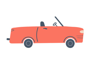 Cute colorful car isolated. Kids transport in hand drawn style for design of kids rooms,  pre school education, textiles. Cartoon cabriolet
