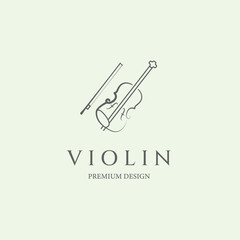 violin logo line art icon minimalist illustration design