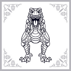 Tyrannosaurus rex zentangle arts isolated on white background