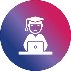 Unique Studying on Laptop Vector Icon