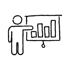 Presentation meeting hand-drawn icon vector graphic illustration