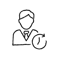 Working time hand-drawn icon vector graphic illustration