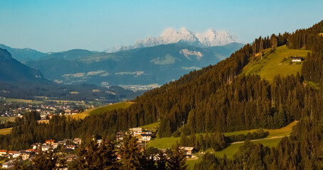 Beautiful alpine summer evening view at the famous Hartkaiser summit, Ellmau, Wilder Kaiser, Tyrol, Austria
