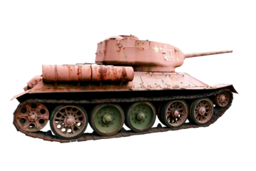 Red Soviet battle tank T-34 isolated on white