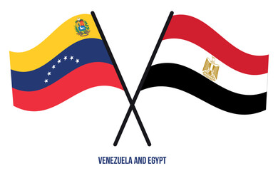Venezuela and Egypt Flags Crossed And Waving Flat Style. Official Proportion. Correct Colors.