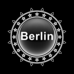 Fototapeta premium Berlin inside of the round decorative frame on black background. Illustration.