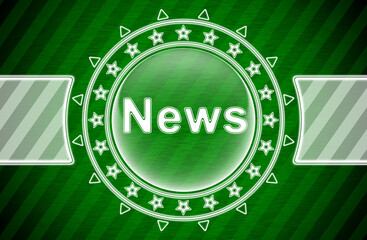 News inside of circle frame on green background. Illustration.