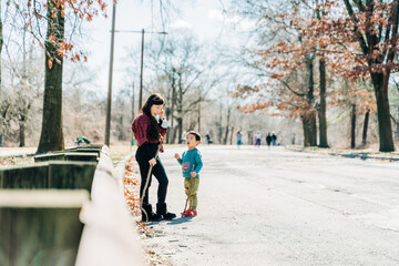 asian child playing at the park