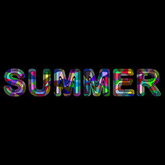 Multicolored summer in the black background. Illustration.