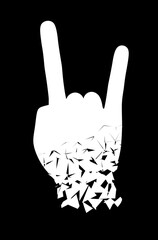 Shape of human hand isolated on black background. Illustration.