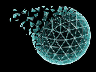 Three-dimensional sphere isolated on black background. 3D illustration.
