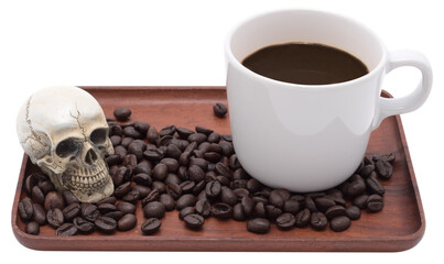 Coffee cup and coffee beans isolated