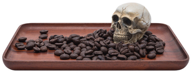 Coffee cup and coffee beans isolated