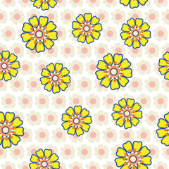 Abstract Retro Peony Flowers Seamless Pattern Trendy Fashion Colors Perfect for Allover Fabric Print or Wrapping Paper Minimal Vector Stylish Elegant Design