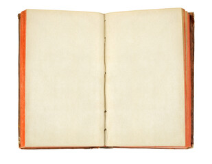 Open old book with empty pages cut out