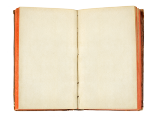 Open old book with empty pages cut out