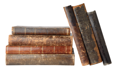 Stack of old books cut out