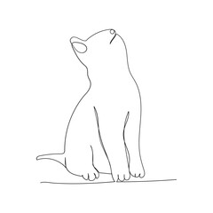 Continuous line drawing of a cute cat. Minimalism art.