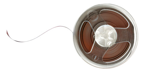 One vintage reel of audio magnetic tape cut out