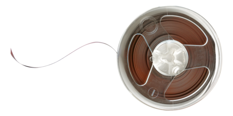 One vintage reel of audio magnetic tape cut out