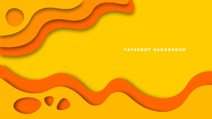 Abstract background with orange paper cut wave style