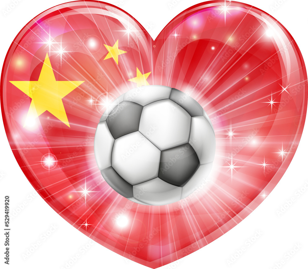 Canvas Prints china soccer heart flag