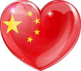 China flag love heart