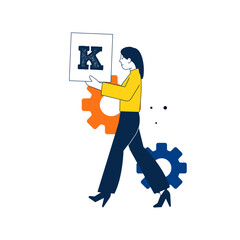 Team work alphabet with character
