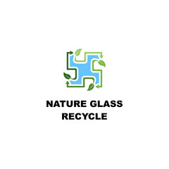 Nature glass recycle, logo for glass recycling company so that it supports environmentally friendly.