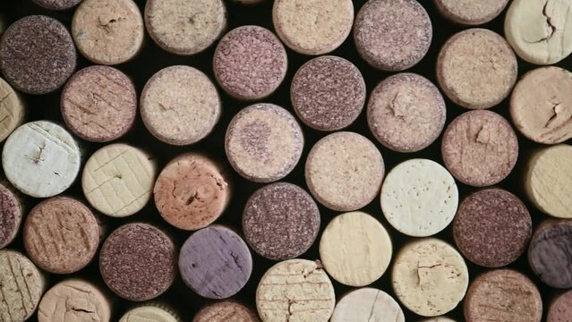 various corks from wine bottles as a video background.