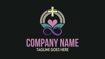 Love Infinity Heart Medical Modern Minimal Logo Design Template
