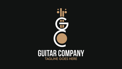 Letters GC Guitar Creative Name Initials Monogram Lettermark Minimal Modern Logo Design Template