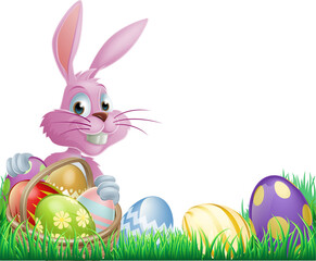 Pink Easter eggs bunny