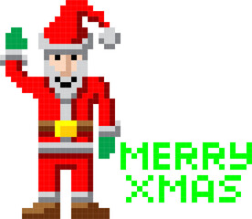 Obraz premium Retro pixel art Christmas Santa