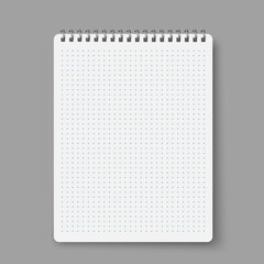 Notebook line squared dot. Diary template. Notepad empty page set. Vector blank white list mock up