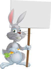 White Easter bunny rabbit sign