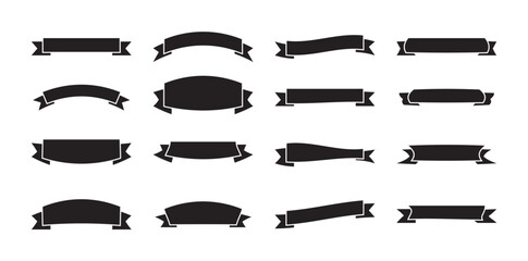 Red sale ribbon and simple banner label concept flat vector illustration.